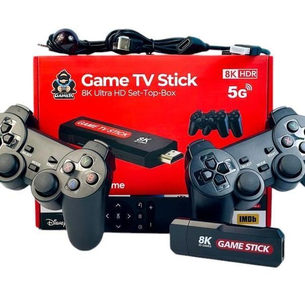 Ігрова консоль X2 Plus до телевізора 64Gb 8K HDR Game TV Stick Android TV 5G приставка з двома бездротовими джойстиками та пультом 454359380 фото