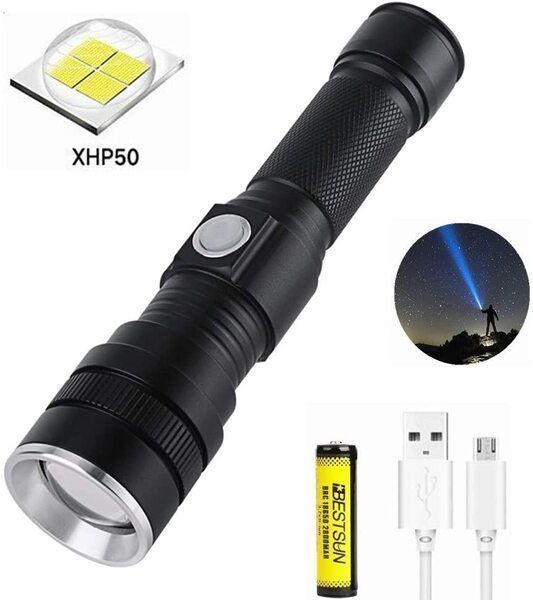 Ліхтарик акумуляторний POLICE ручний zoom 3 режими роботи з/в microUSB Чорний 6988 BL 611 фото