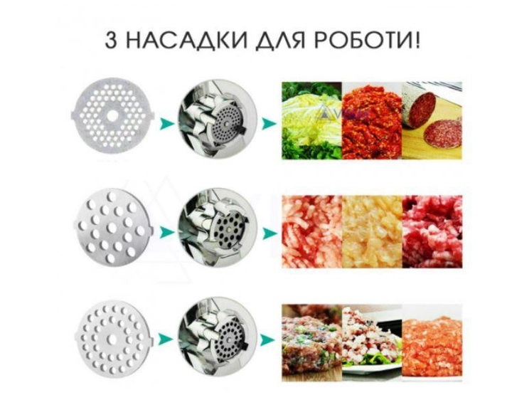 Електрична м'ясорубка + соковитискач реверс 3800 Вт - електром'ясорубка Rainberg Біла RB-675 КОПИЯ фото
