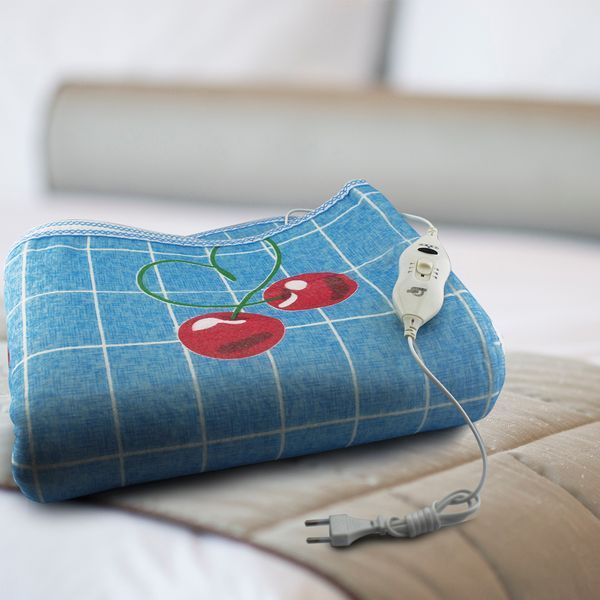 Електропростирадло Electric Blanket 150x120 см, рівномірний обігрів 18 рівнів, низьке енергоспоживання, синій з вишневими клітинками 5734 PRO 1512 фото