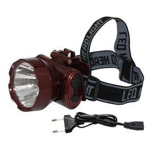 Налобный светодиодный фонарик YAJIA YJ-1898 аккумуляторный 13 LED 2 режима Бордовый 330129610 фото