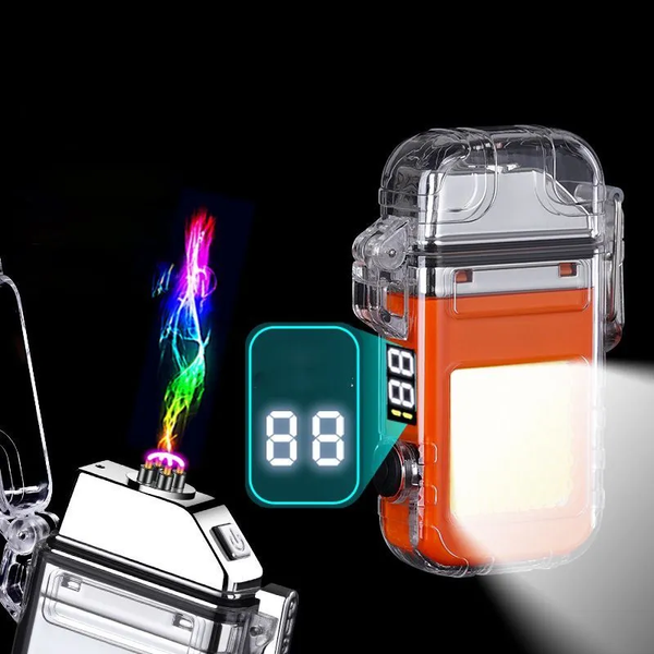 Електроімпульсна запальничка Lighter дугова USB запальничка з ліхтариком 9033 ZA 209 фото