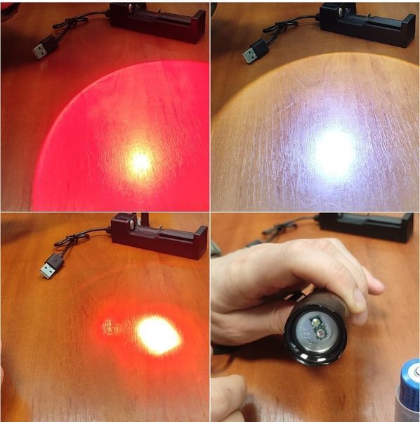 Ручний ліхтар Police BL 1831-3 Red Light з червоною лампою Т6 та білою лампою Т6, акумулятор 18650 9557 BL 1831-3 RED фото