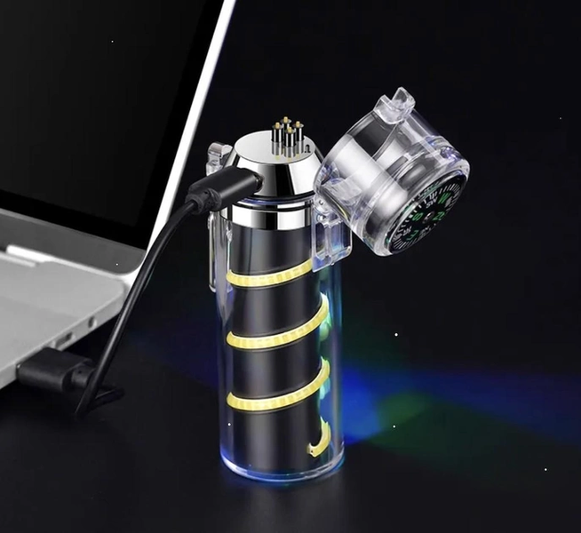 Електроімпульсна дугова запальничка ARC Lighter usb запальничка з ліхтариком та компасом водонепроникна 9032 ZA 229 фото