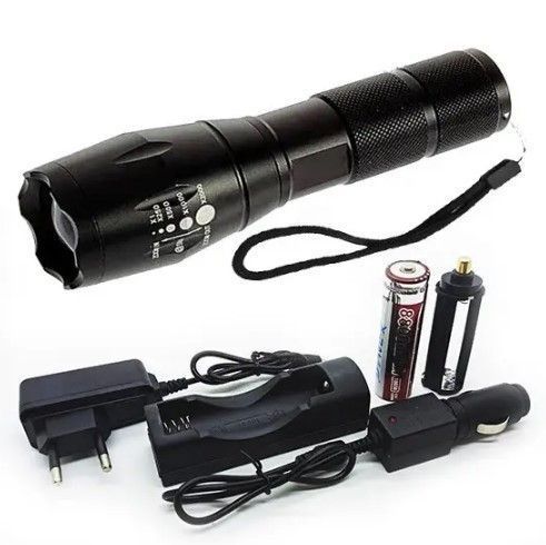 Тактичний ручний ліхтар X-Balog BL-1831-T6, потужний XML CREE T6, 5 режимів, оптичний зум, Li-ion 6800 мА&middot;год, захист від пилу, вологи та ударів, для туризму, велосипеда та активного відпочинку 358292373 фото