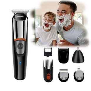 Бритва чоловіча Geemy 6in1 Black тример для бороди і тіла, машинка для гоління з насадками 7119 GM 853 фото