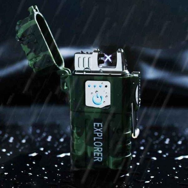 Запальничка Explorer електроімпульсна сенсорна USB вологозахищений корпус 7,5 см Камуфляж-Хакі 317 фото