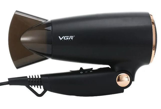 Дорожній фен VGR V-439 1600 Вт з насадкою-концентратором, складна ручка, 2 швидкості, холодне повітря, компактний для подорожей V 439 @2 фото